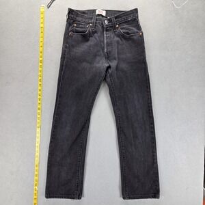 Levis 501 Jeans Mens Black Wash Straight Regular Denim Button Fly‎ Fits 27x28